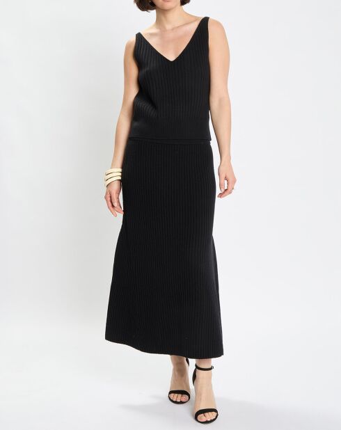 Débardeur en Laine mélangée cotelé noir