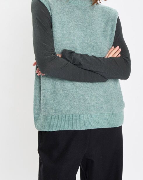 Pull sans manches en Laine & Alpaga mélangés vert