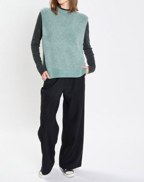 Pull sans manches en Laine & Alpaga mélangés vert