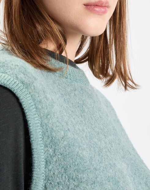 Pull sans manches en Laine & Alpaga mélangés vert