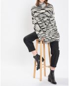 Pull en Laine & Alpaga mélangés noir/gris