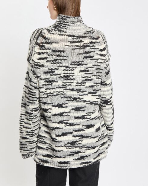 Pull en Laine & Alpaga mélangés noir/gris