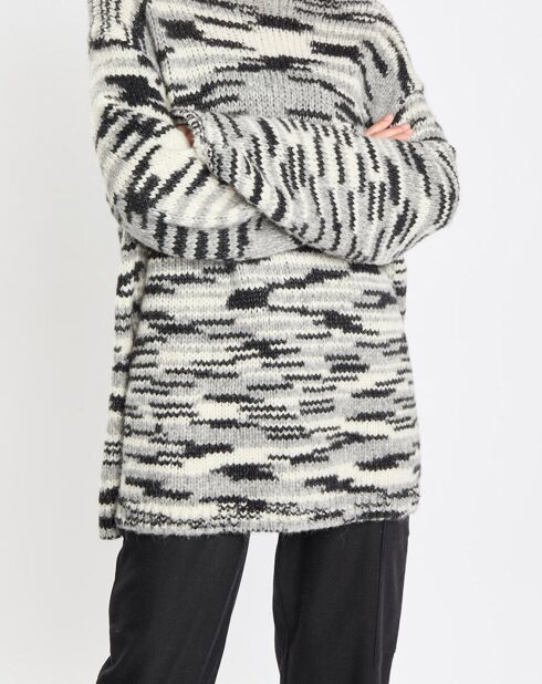 Pull en Laine & Alpaga mélangés noir/gris