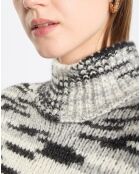 Pull en Laine & Alpaga mélangés noir/gris