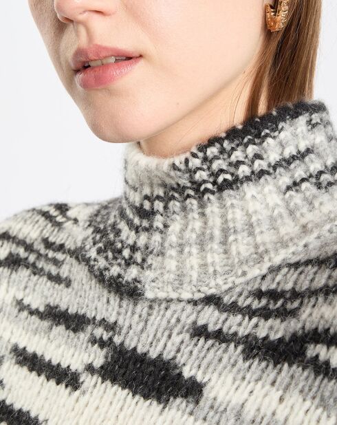 Pull en Laine & Alpaga mélangés noir/gris