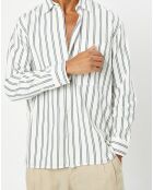 Chemise manches longues Rayée Poche blanc/noir