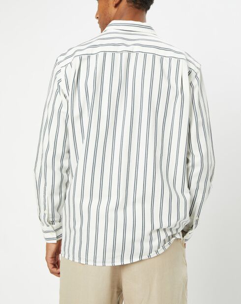 Chemise manches longues Rayée Poche blanc/noir