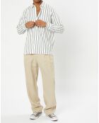 Chemise manches longues Rayée Poche blanc/noir