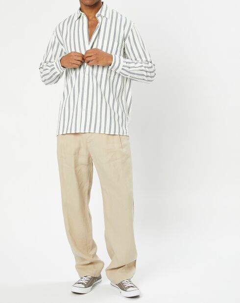 Chemise manches longues Rayée Poche blanc/noir