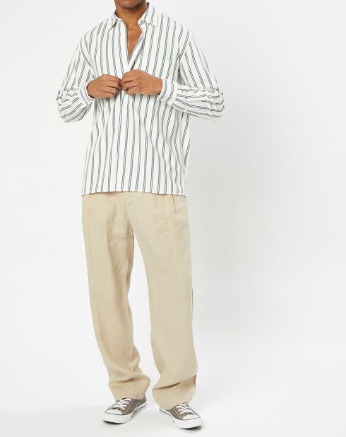 Chemise manches longues Rayée Poche blanc/noir