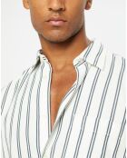 Chemise manches longues Rayée Poche blanc/noir