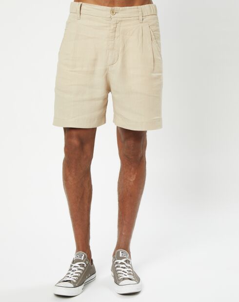 Beige korte broek van Lavsjo Pinces van 100% linnen