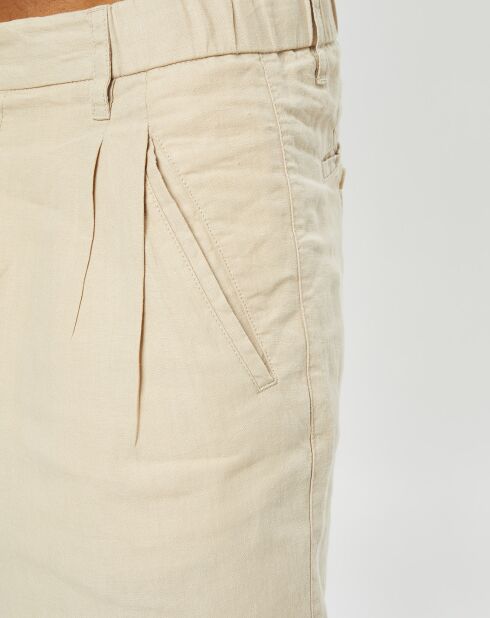 Beige korte broek van Lavsjo Pinces van 100% linnen