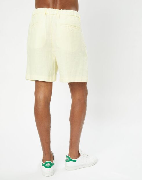 Lavsjo Shorts aus 100% Leinen gelbe Abnäher