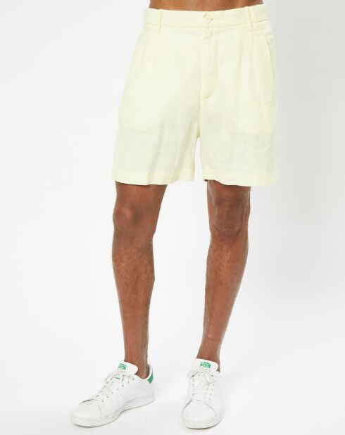Lavsjo Shorts aus 100% Leinen gelbe Abnäher