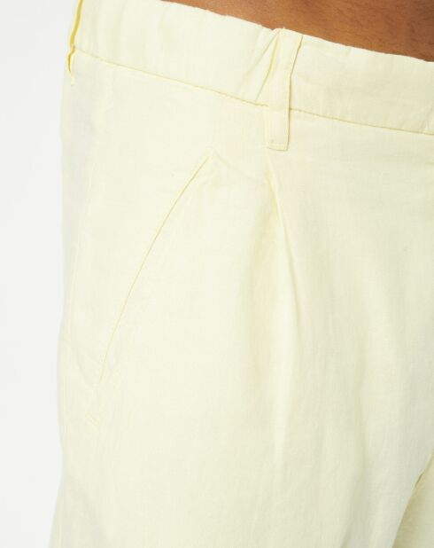 Lavsjo Shorts aus 100% Leinen gelbe Abnäher