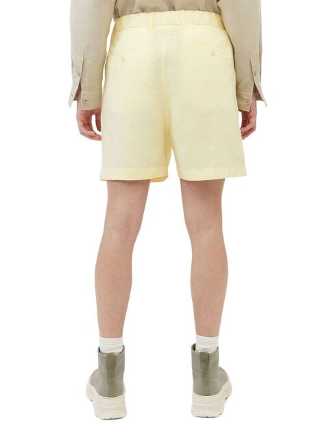 Lavsjo Shorts aus 100% Leinen gelbe Abnäher