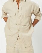 Surchemise 100% Lin manches longues Oversize West beige