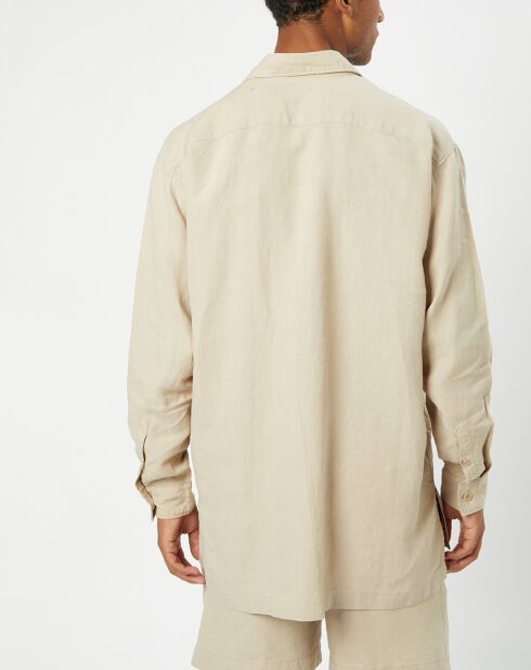 Surchemise 100% Lin manches longues Oversize West beige