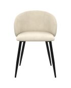 2 Chaises Léona en velours et pieds métal crème - 51x53x71 cm