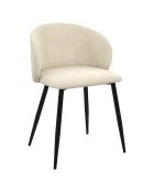 2 Chaises Léona en velours et pieds métal crème - 51x53x71 cm