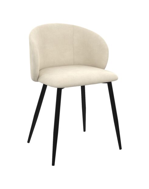 2 Chaises Léona en velours et pieds métal crème - 51x53x71 cm