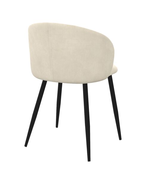 2 Chaises Léona en velours et pieds métal crème - 51x53x71 cm