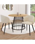 2 Chaises Léona en velours et pieds métal crème - 51x53x71 cm