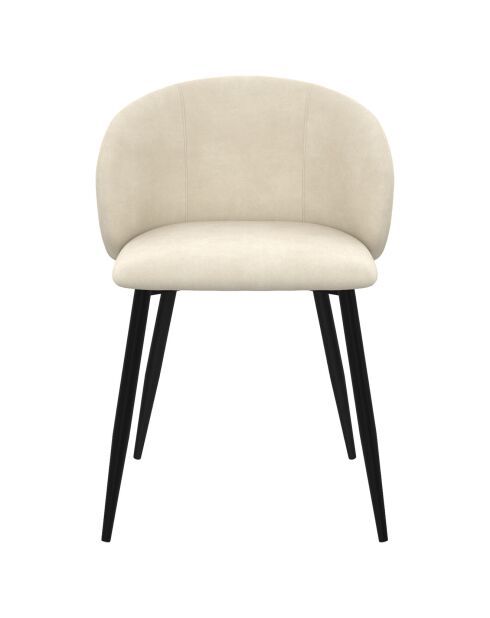 4 Chaises Léona en Velours et pieds métal crème - 51x53x71 cm