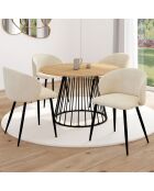4 Chaises Léona en Velours et pieds métal crème - 51x53x71 cm
