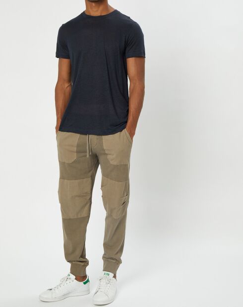 T-Shirt 100% Lin manches courtes Col Rond bleu marine