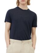 T-Shirt 100% Lin manches courtes Col Rond bleu marine