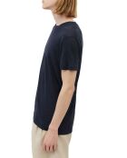 T-Shirt 100% Lin manches courtes Col Rond bleu marine
