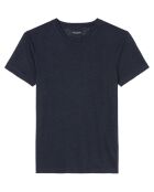 T-Shirt 100% Lin manches courtes Col Rond bleu marine