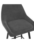 4 Tabourets de bar Olivia en Velours et pieds métal gris foncé  - 44x46x92? cm