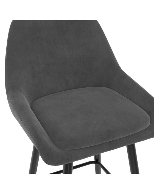 4 Tabourets de bar Olivia en Velours et pieds métal gris foncé  - 44x46x92? cm
