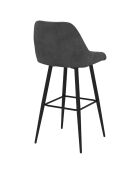 4 Tabourets de bar Olivia en Velours et pieds métal gris foncé  - 44x46x92? cm