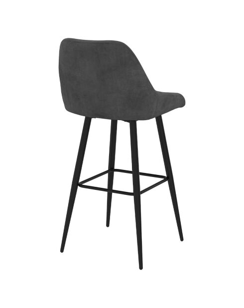 4 Tabourets de bar Olivia en Velours et pieds métal gris foncé  - 44x46x92? cm