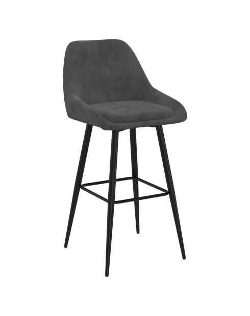 4 Tabourets de bar Olivia en Velours et pieds métal gris foncé  - 44x46x92? cm