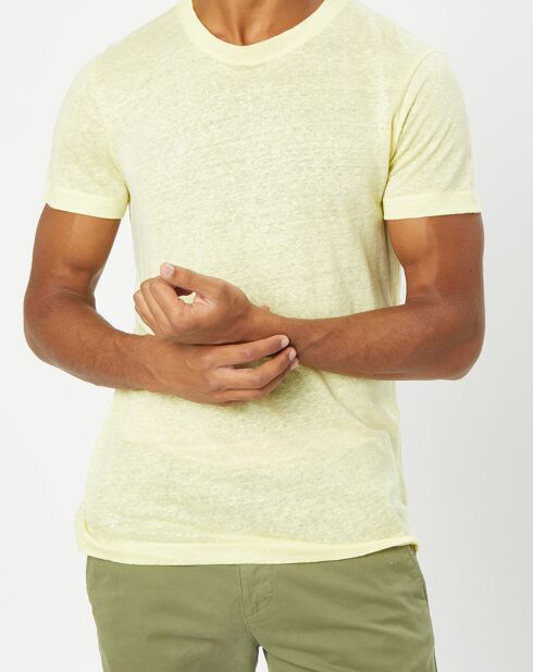 T-Shirt 100% Lin manches courtes Col Rond jaune