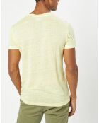 T-Shirt 100% Lin manches courtes Col Rond jaune