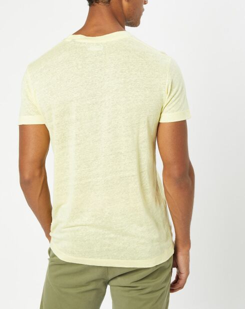T-Shirt 100% Lin manches courtes Col Rond jaune