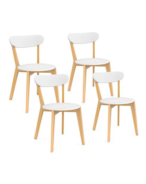 4 Chaises Frida pieds bois bois/blanc  - 46.5x53.5x79.5 cm