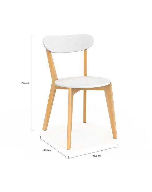 4 Chaises Frida pieds bois bois/blanc  - 46.5x53.5x79.5 cm
