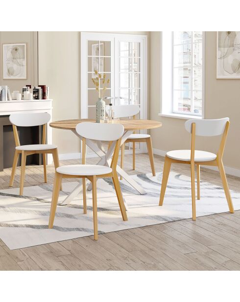 4 Chaises Frida pieds bois bois/blanc  - 46.5x53.5x79.5 cm