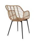 2 Fauteuils Cuba effet rotin et pieds métal imitation rotin - 51x60x80 cm