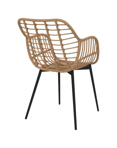 2 Fauteuils Cuba effet rotin et pieds métal imitation rotin - 51x60x80 cm