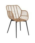 2 Fauteuils Cuba effet rotin et pieds métal imitation rotin - 51x60x80 cm