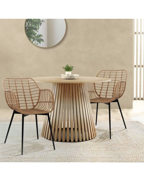 2 Fauteuils Cuba effet rotin et pieds métal imitation rotin - 51x60x80 cm