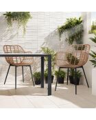 2 Fauteuils Cuba effet rotin et pieds métal imitation rotin - 51x60x80 cm